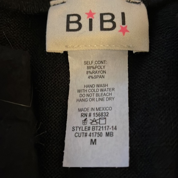 BiBi V-Neck Brushed Knit Dropped Shoulder Plaid Color Block PulloverTop Black - Picture 15 of 16